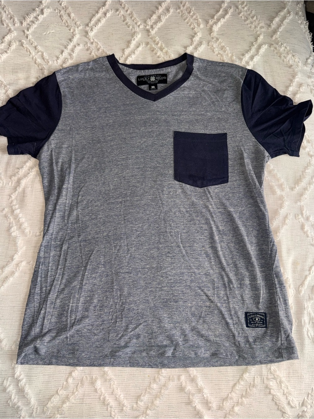 Lucky Brand Too Tough To Die Speckled Ringer Pocket T-Shirt – Men’s M